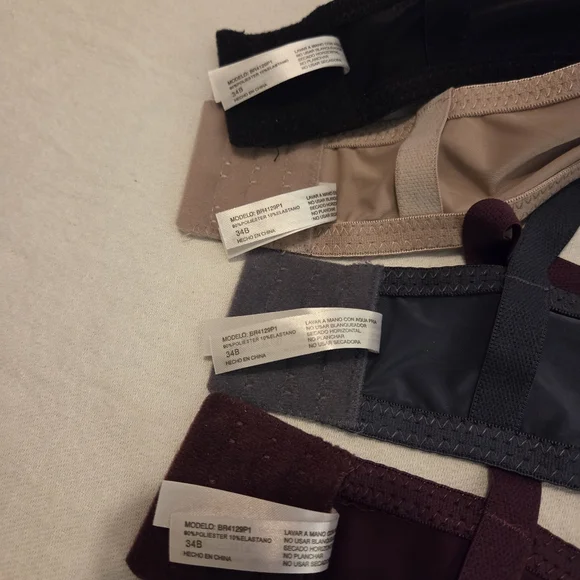 Lot Of 4 SOFRA NWT Black Burgundy Nude Gray Underwire Padded T-Shirt Bras SZ 34B - Picture 4 of 5